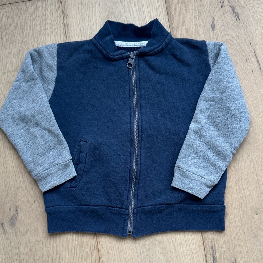 MINI MIOCHE Navy and Gray Kids Zip-Up Jacket